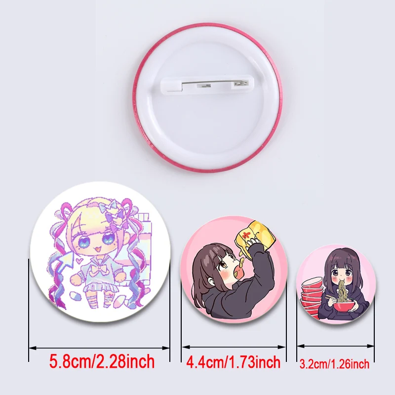 Menhera Chan Cute Cartoon Brooches HD Print Round Pin for Backpack Cothes Accessories Nanase Kurumi  Anime Badge Decoration Gift