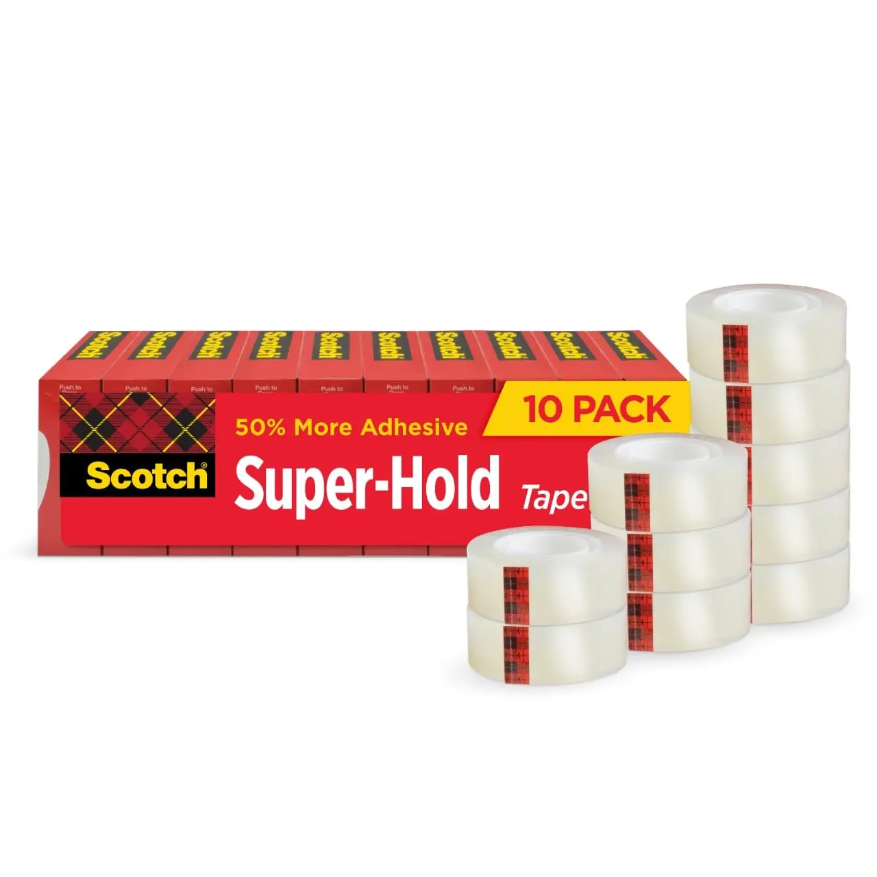 

Прозрачная клейкая лента Super-Hold, 10 рулонов, на 50% более клейкое покрытие, 3/4 x 800 дюймов, в коробке