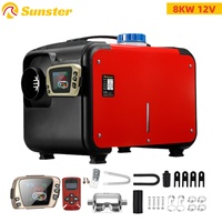 8KW Car Heater 12V Diesel Air Heater With Silencers LCD Switch & Remote For Car Trailer Truck Diesel Parking Heater