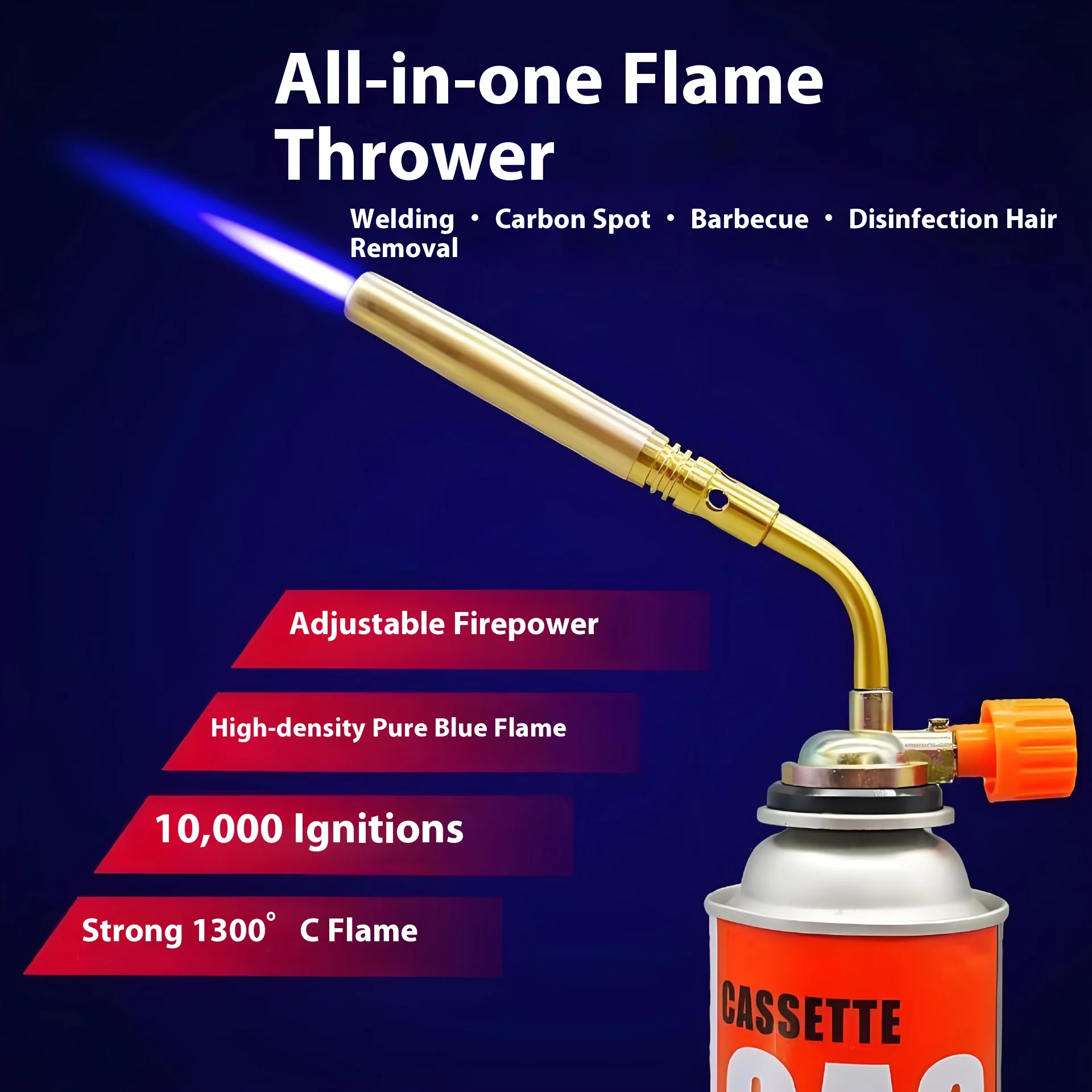 1pc Outdoor Camping Flame Gun – Portable Butane Cooking Torch with Adjustable Flame; Ideal for Outdoor BBQ and Camping Gear