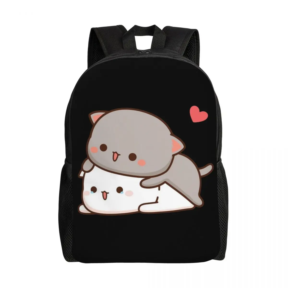 Peach And Goma Backpack for Women Men Waterproof College School Cartoon Couple Mochi Cat Bag Printing Bookbag