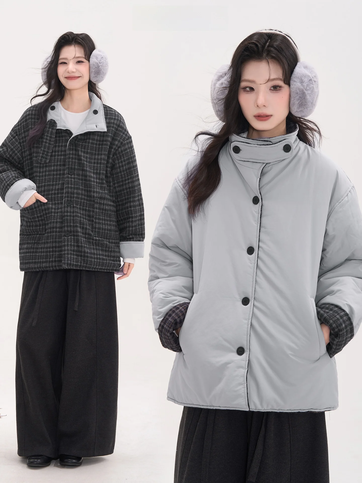 

Хлопковая куртка Heme Floral Field Window Cheered свободного кроя, двусторонняя, средней длины, в корейском стиле, для повседневной носки, утепленная, с длинными рукавами