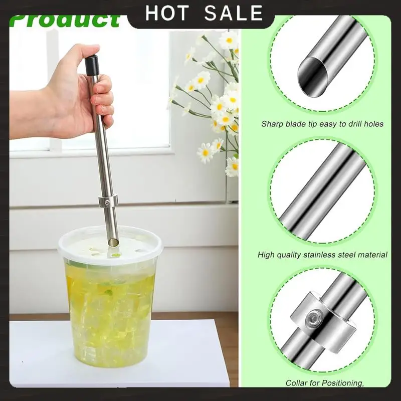 

24-Hour Delivery Stainless Steel Straw Hole Puncher 2Pcs For Lemonade Plastic Lids Cups For Fresh Lemonade Stand Supplies