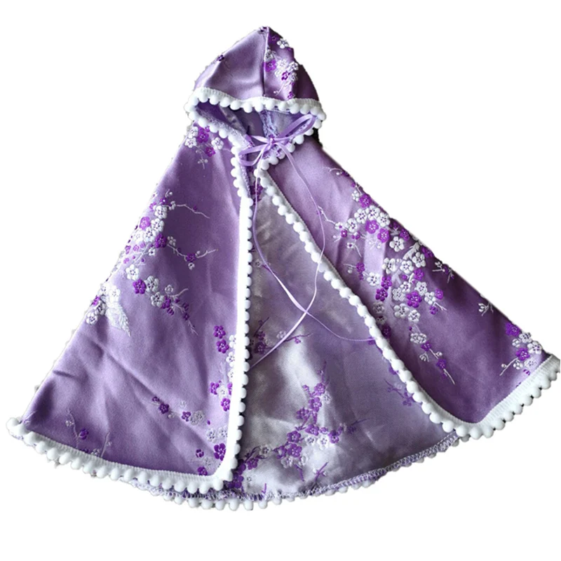 1 Pieces Embroidered Flowers Shawl for 11.5 Inch Doll Coat Clothes Accessories Dress Up Toy for 30cm Doll Chinese Style Cloak