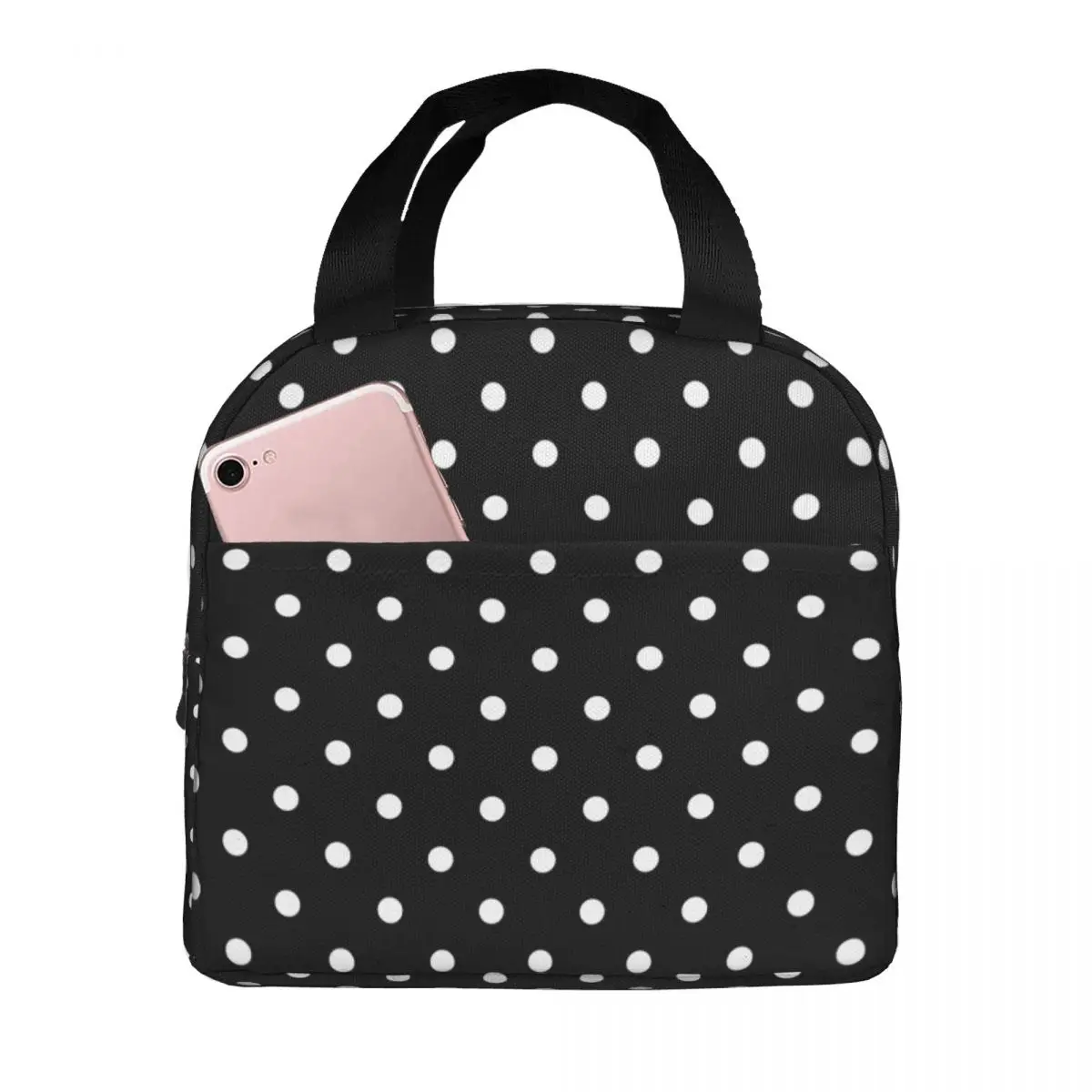 Lunch Bag for Men Women Cute Polka Dot Thermal Cooler Portable School Oxford Lunch Box Food Bag