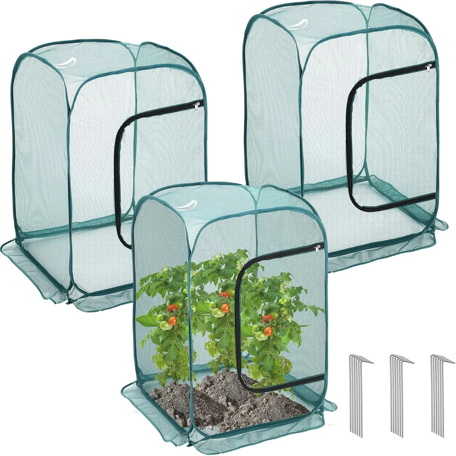 

Защитная сетка для растений в саду, сетка-клетка для овощей с 12 кольцами для крепления к земле, для защиты овощей