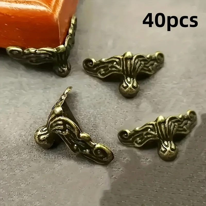 40pcs Antique Animal Face Foot Gift Box Wooden Box Decorative Bracket Accessories Furniture Four-side Corner Protector Corner