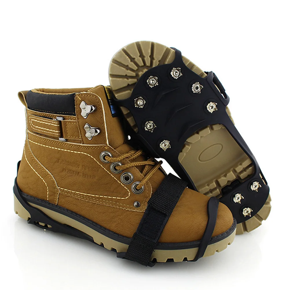 อุปกรณ์เสริมรองเท้าแบบมีปุ่ม 1 คู่ ทนทาน น้ำหนักเบา เพิ่มการยึดเกาะ เหมาะสำหรับเดินป่า ปีนเขา ตกปลาน้ำแข็ง ใช้งานง่าย ถอดออกง่าย สายรัดแน่นหนา ไซส์ S สีดำ