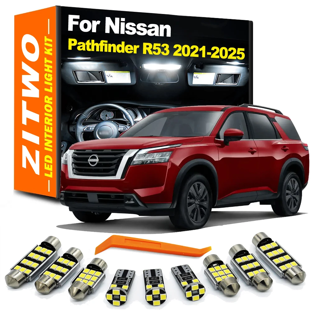 

14Pcs Car Interior LED Bulb Kit For Nissan Pathfinder R53 2021 2022 2023 2024 2025 Reading Dome Map Sun Visor Trunk Light Kit