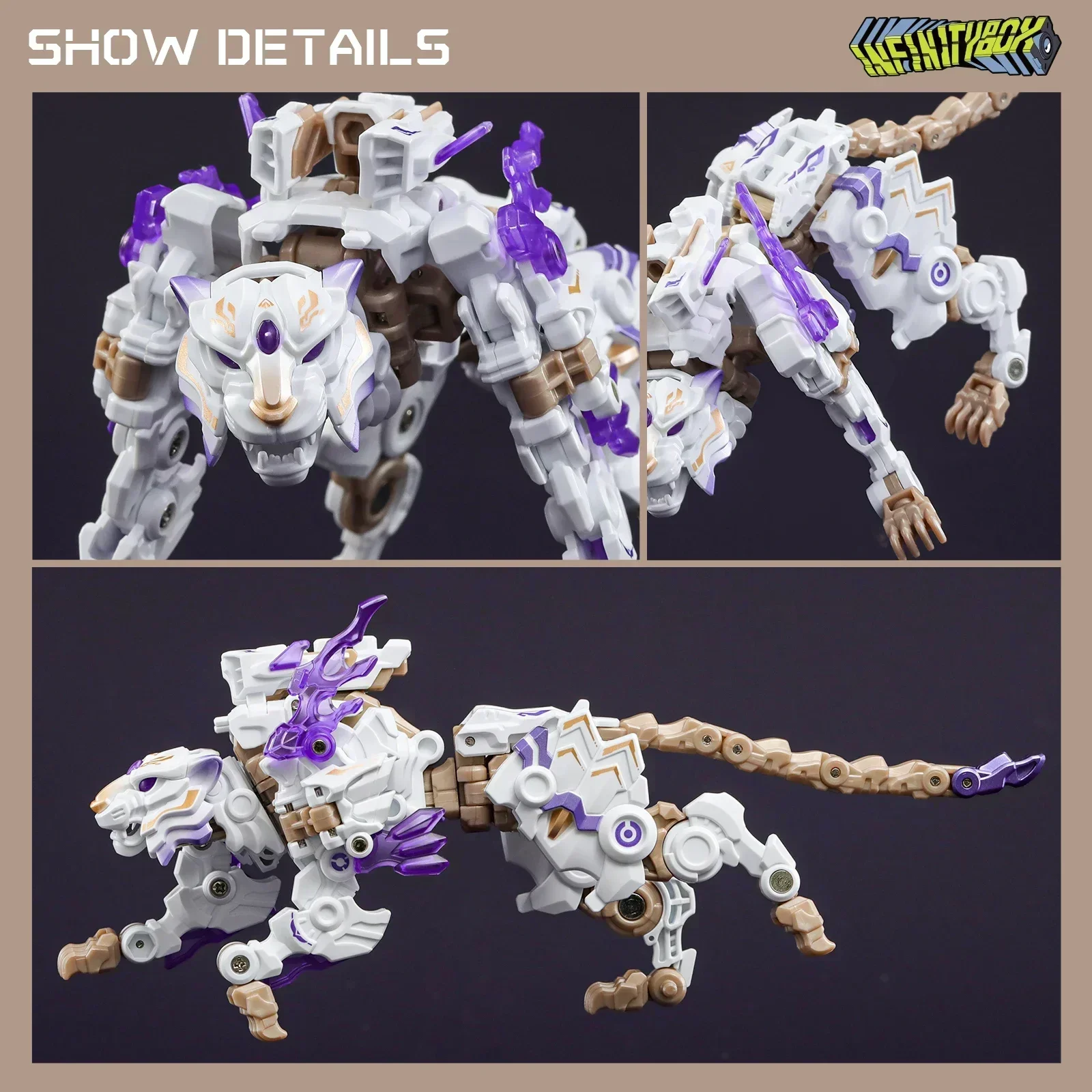 Op voorraad 52TOYS actiefiguur, INFINITYBOX IB-03 BAIHU Tiger-vervormingsrobot, omzetten in Mecha en kubus, verzamelcadeau