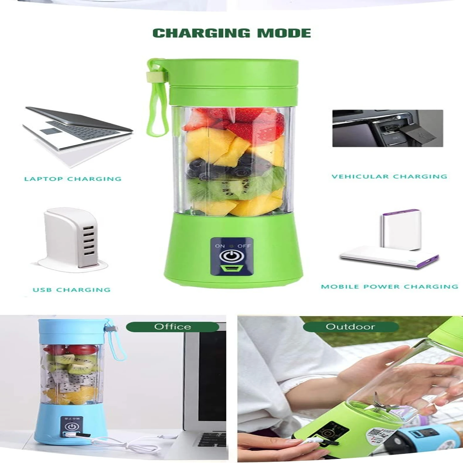 เครื่องปั่นขนาดเล็กแบบพกพาที่เหมาะกับการเดินทางพร้อมความจุ 13 ออนซ์สําหรับปั่นและสมูทตี้ - ชาร์จ USB 2000mAh สําหรับการใช้งานขณะเดินทาง