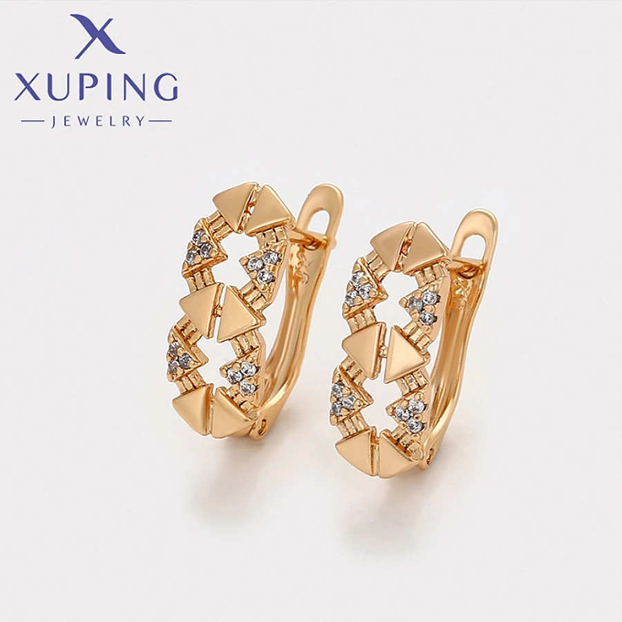 Xuping Jewelry Exquisite Temperament Simple Shape Gold Color Earrings for Women Schoolgirl Christmas Wish Gifts X000930327