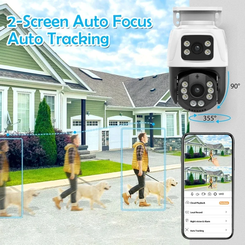Dual Lens WiFi PTZ IP Camera Gun Ball Linkage Night Vision Mobile Remote View Home Security CCTV Camera