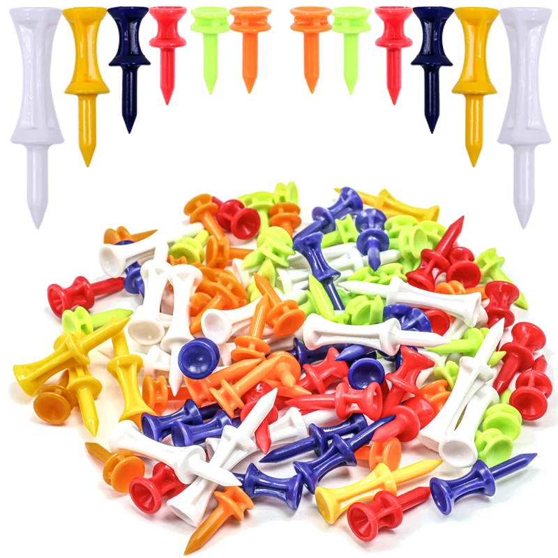 100pcs Golf Tees Golf Plastic Tees Golf Tee Best for all Over Sized Drivers, Irons & Hybrids. Longer Drives