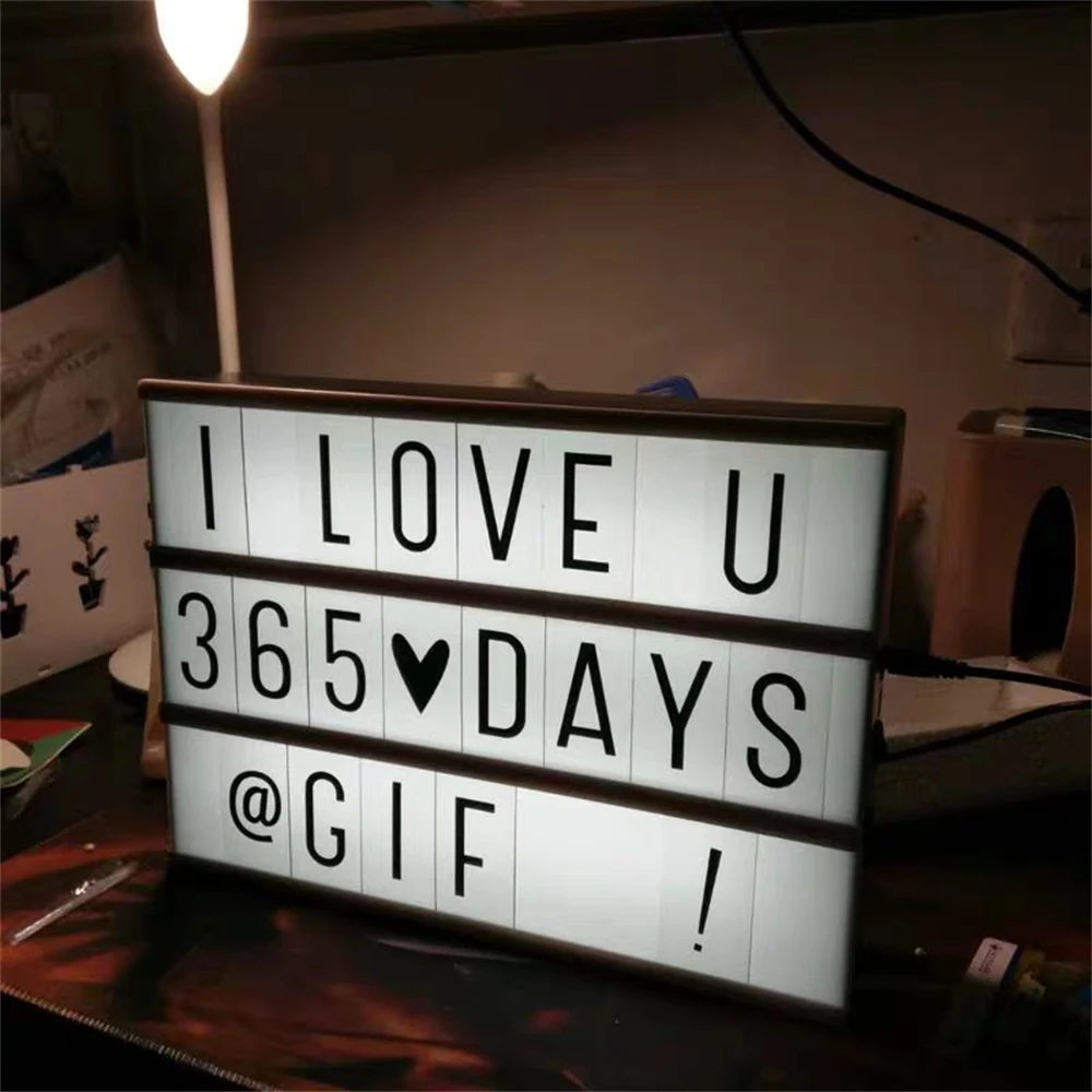 Table Desk Lamp A4 Colorful Battery Powered Night Bedroom Living Room Decoration Symbol Cards Decor Letter Light Box Letters