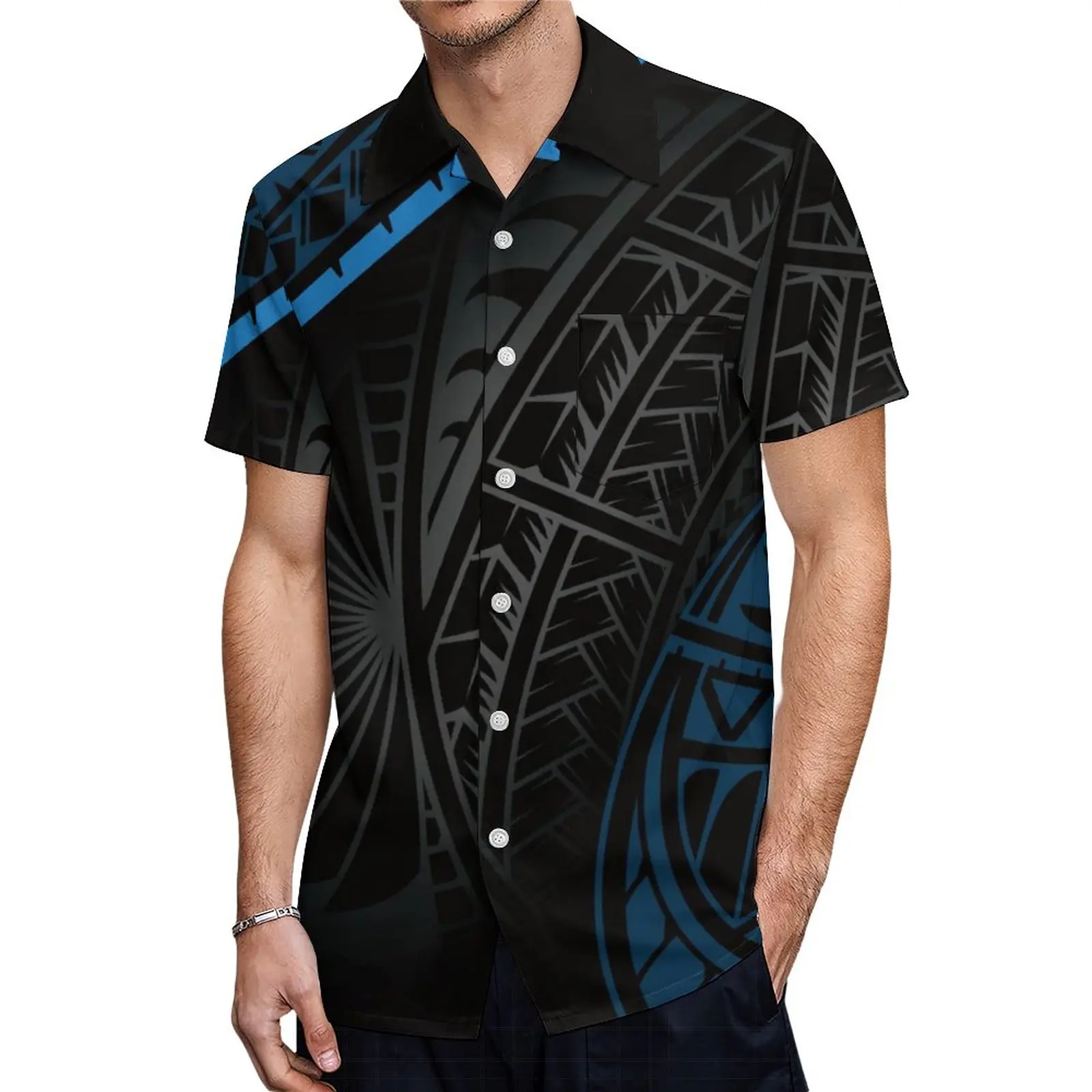 High Quality Design Large Size Women Shirt Dress Samoan Print Polynesian Tribal Custom Side Pocket Loose Dress Half Sleeve Dress