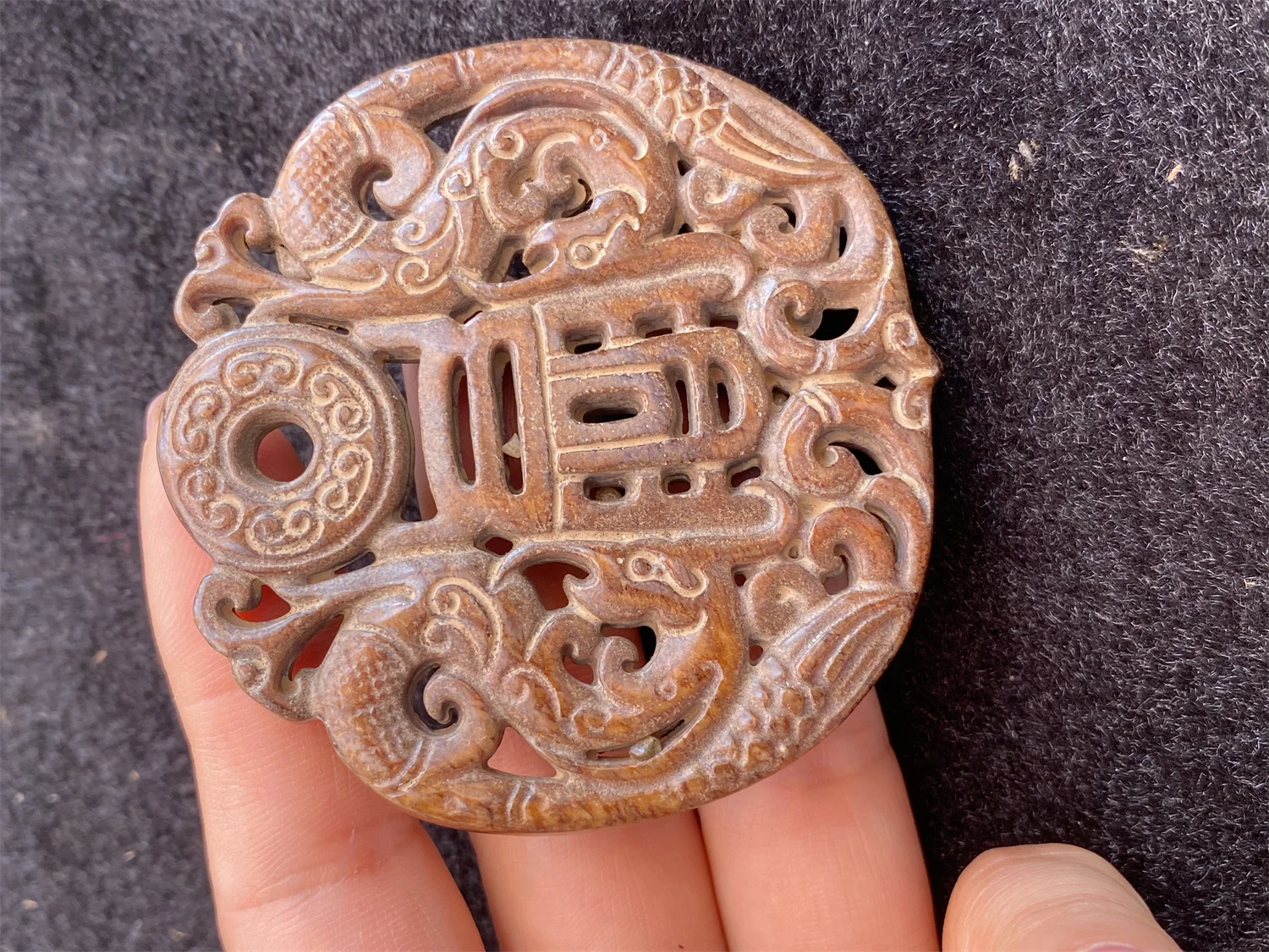 1pcs/lot Natural Kunlun jade dragon and phoenix are auspicious Ruyi cards exquisite carving small ornaments and pendants