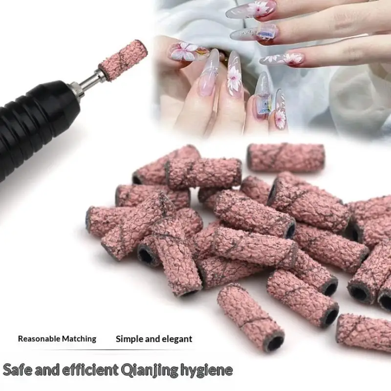 20 個ミニサンディングバンドリング肥厚ネイルドリルビット 1 個マンドレルセット付きカラフルな電気マニキュアアクセサリーツール