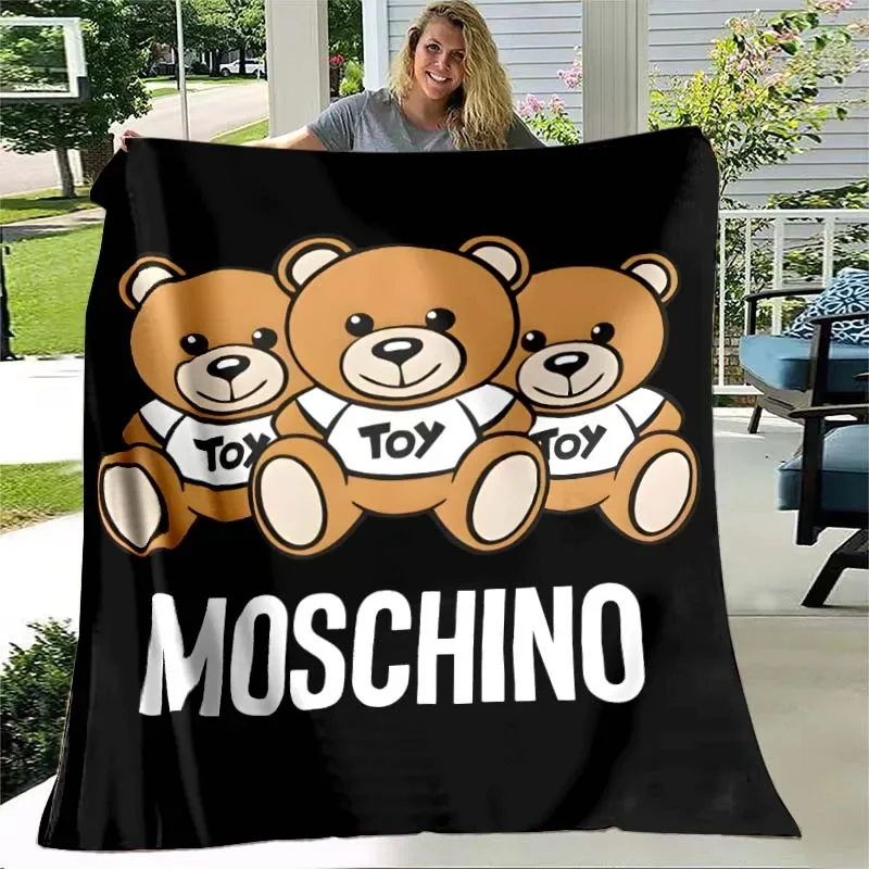 3D M-Moschinos logo Printed Blanket picnic blanket Warm Flannel blankets Soft and comfortable blanket bed linings Birthday Gift