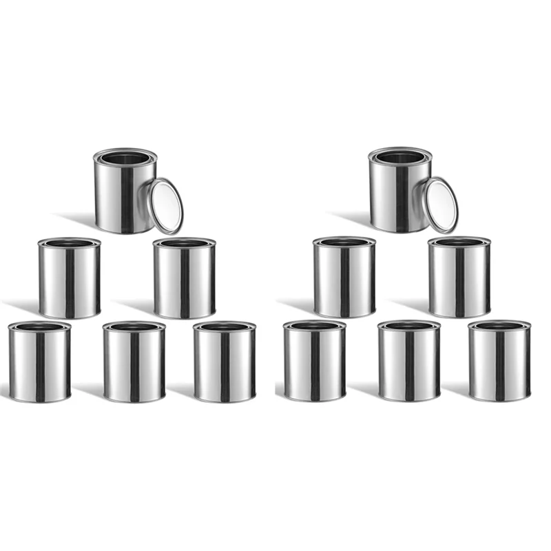 AEA4-12Pcs Metal Paint Cans 0.5L Empty Unlined Paint Cans Metal Paint Pails For Crafts DIY Projects Storage Containers