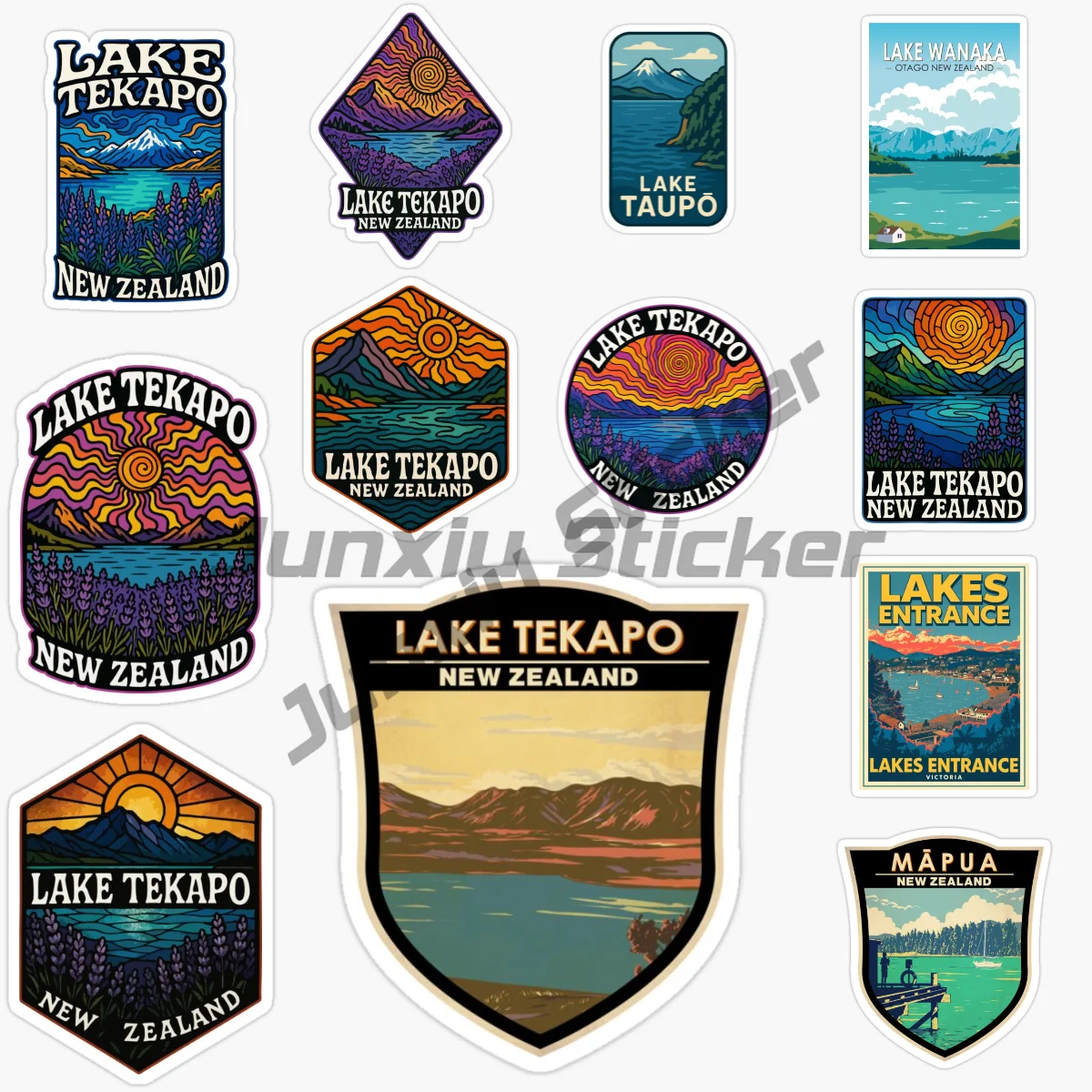 

NEW ZEALAND LAKE TAUPO LAKE TEKAPO Scenery Touring Car Stickers Vinyl Self-Adhesive Decorative Decals Car Accessories