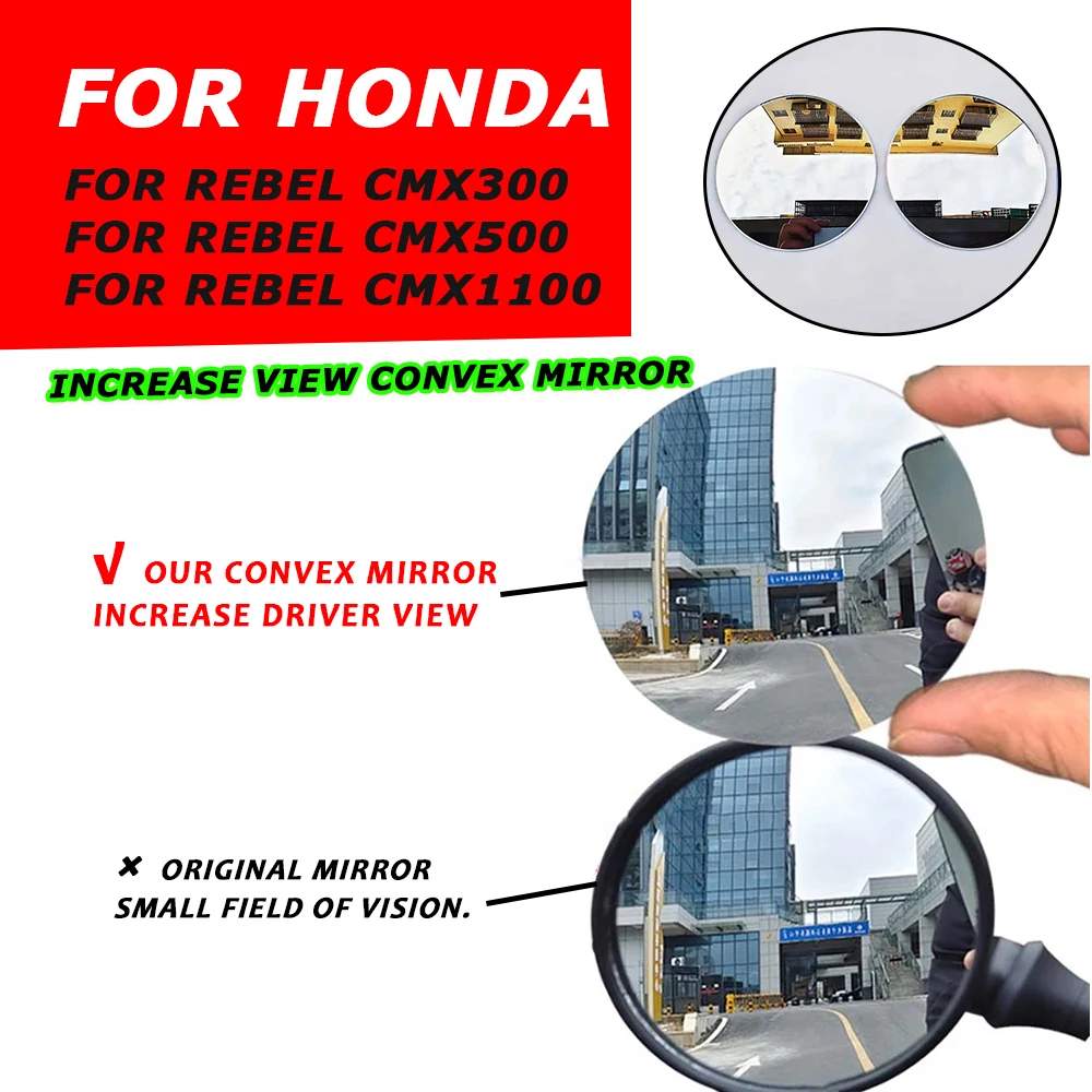 

For HONDA Rebel 1100 CMX 300 CM 500 CMX500 CMX300 CMX1100 2023 Increase Driver Vision Rearview Mirrors Convex Mirror View Lens