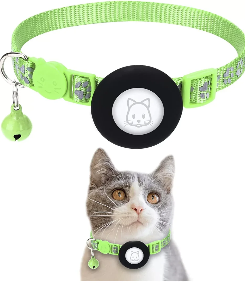 Hot Sale Airtag Footprint Collar Airtag Pet Collar with Bell Airtag Reflective Collar T036