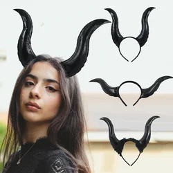 Demônio Boi Chifre Headwear para Mulheres, Animal Cosplay, Bruxa Malvada, Diabo Black Queen, Hoop Hair Clip, Acessórios, Adereços Mar