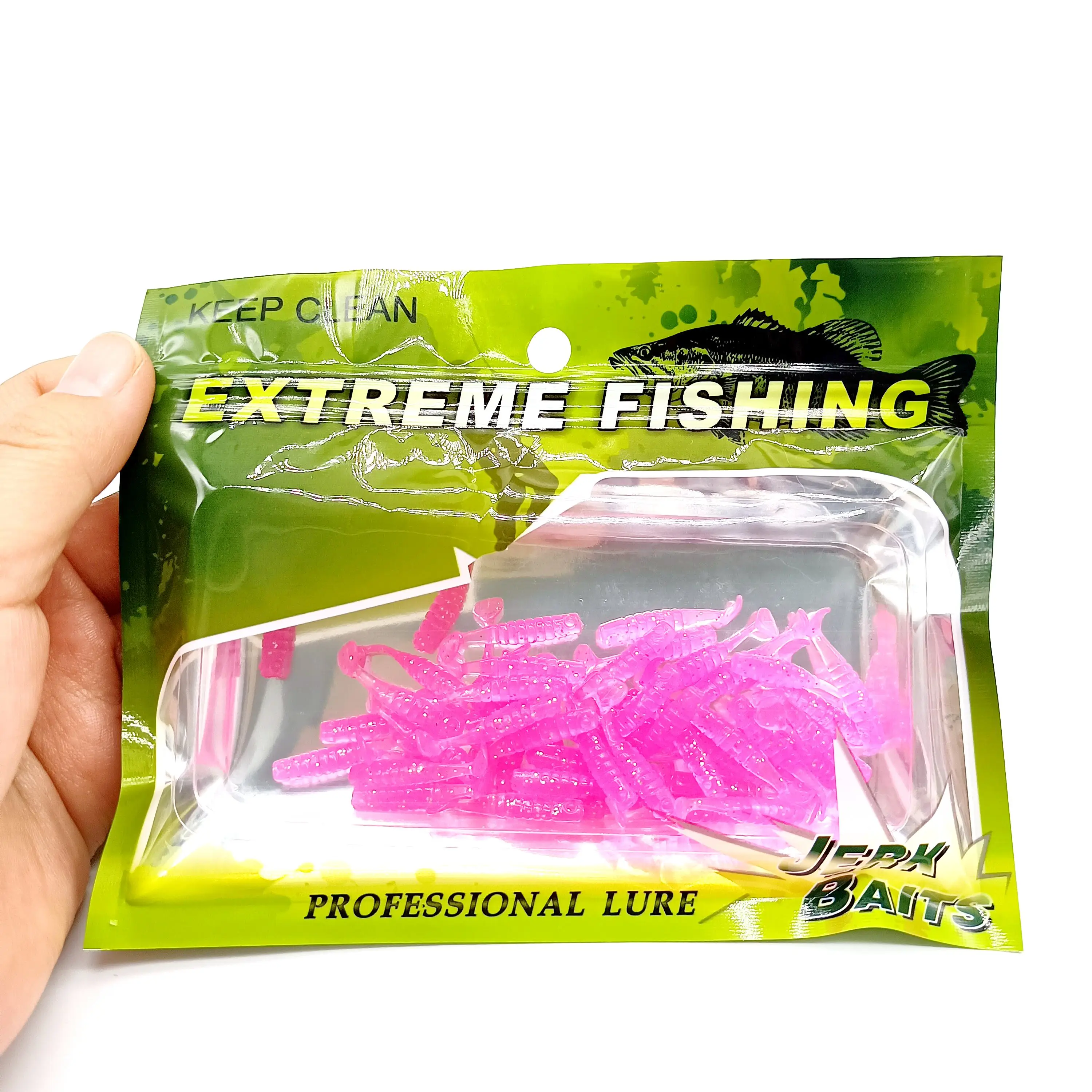 DUODUOYU 50 Stück Mini-T-Schwanz-weiche Angelköder, 0,2 g/25 mm, kleiner Fisch, künstlicher Köder, Jig, Wobbler, Bass, Hecht, Angelgerät – Detail 10