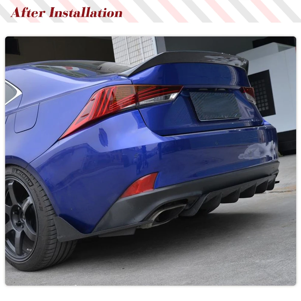 Carbon Fiber Car Rear Diffuser Bumper Protector Spoiler Car Rear Body Kit for Lexus IS300 IS350 IS F Base /Sport Sedan 2017-2020