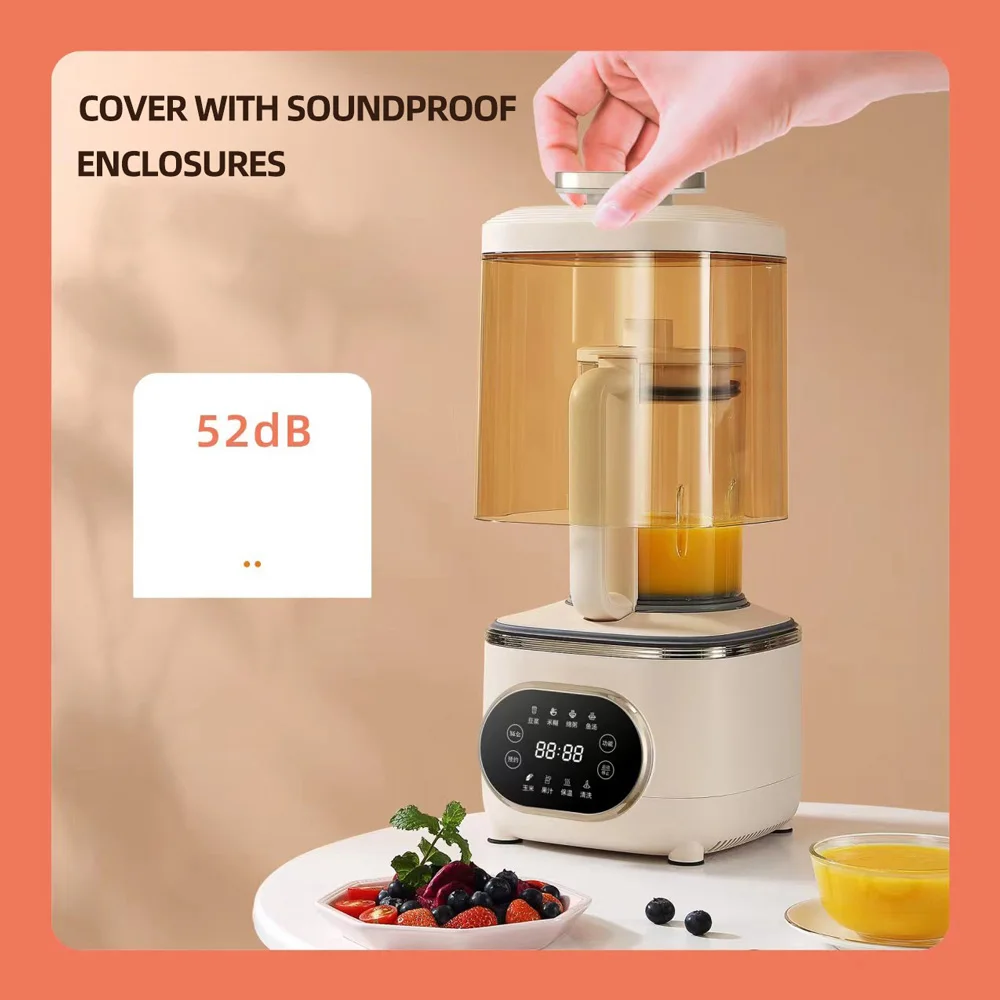 ماكينة تصنيع حليب فول الصويا عالية السرعة، فلتر عصارة فواكه طازجة، خلاط أوتوماتيكي بالكامل، زجاجة خلاط الطبخ المنزلية