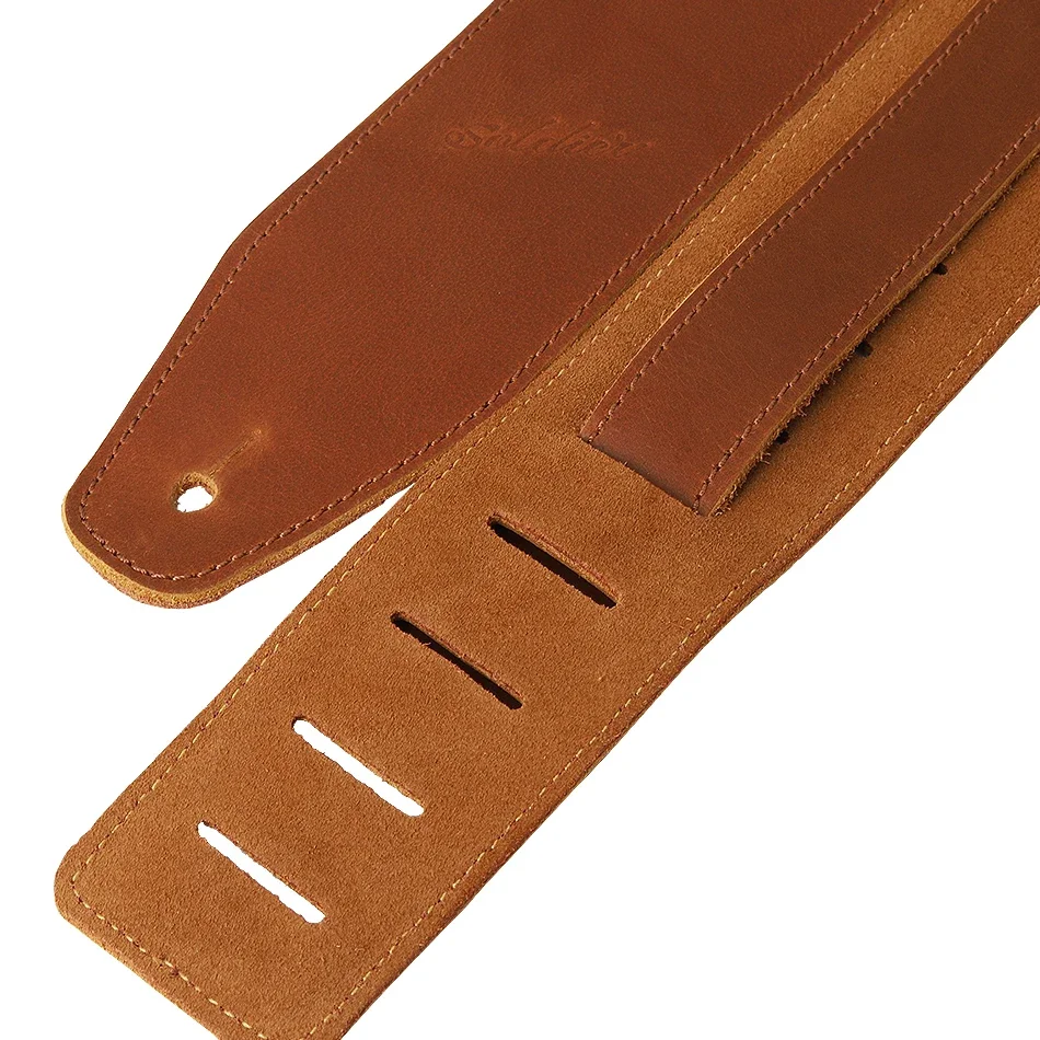 Soldier Full Grain Leather Guitar Strap For Electric, Acoustic, and Bass Guitars