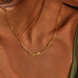 2024 neue benutzer definierte Name Halskette für Frauen jede Schriftart mit Box Kette Gold Typenschild Halskette bester Freund perfekte Geburtstags geschenk Halsreif