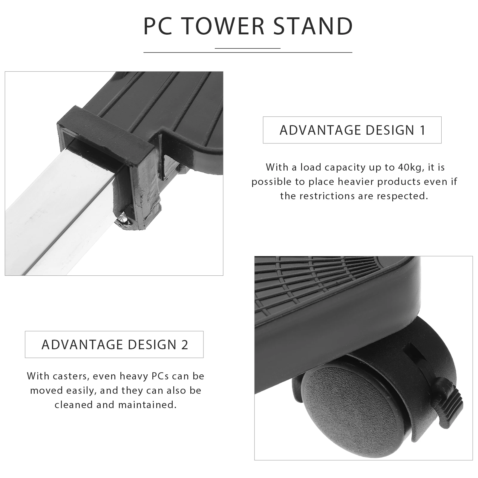 

Sturdy Rolling Computer Tower Under Desk Heavy Duty 40Kg Load Floor Stand With Wheels For Desktop Case Heat Dissipation Storage