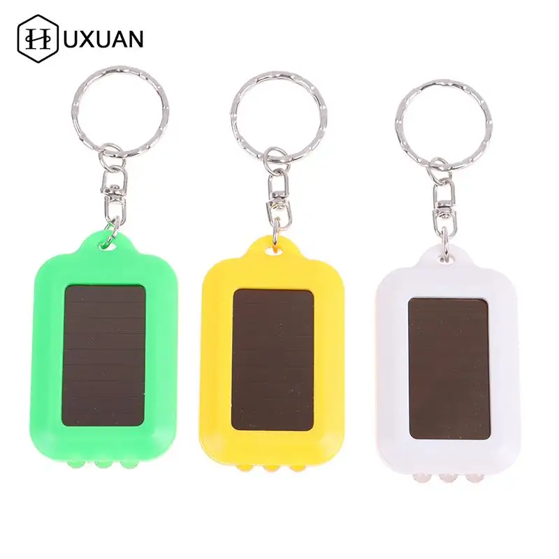 Solar Powered LED Flashlight Keychain Small Pocket Light Portable Flashlight With Keyring Outdoor Lighting Flashlights