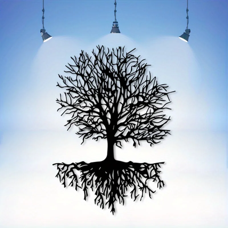 Brand Large Tree of Life Metal Wall Art Vintage Iron Silhouette Heavy Branches Roots Weather-Resistant Bold Statement Decor for