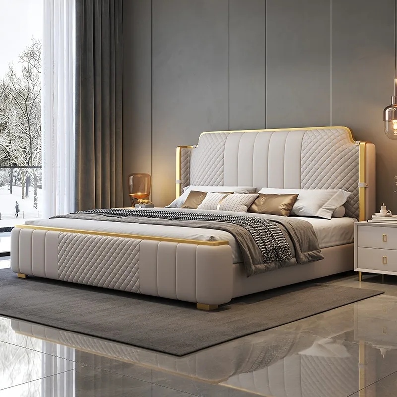 Queen Size Sleeping Bed Nightstands Nordic Luxury Frame Bed Minimalist Fancy Muebles Para Dormitorio Bedroom Accessories