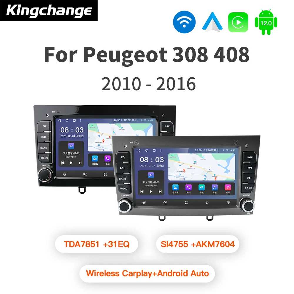 

Kingchange 7"Android 11 Car Radio Multimedia Stereo For Peugeot 308 SW 408 Navigation Player GPS CarPlay AUTO BT SWC