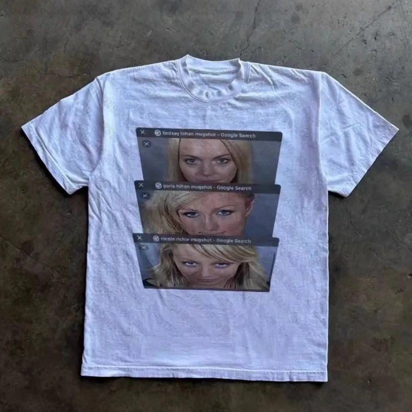 Sommer Y2K Gedruckt Lose ort Sve runde Ne T-shirt Personali k Retro irt Polyester Stoff Geometrische Muster