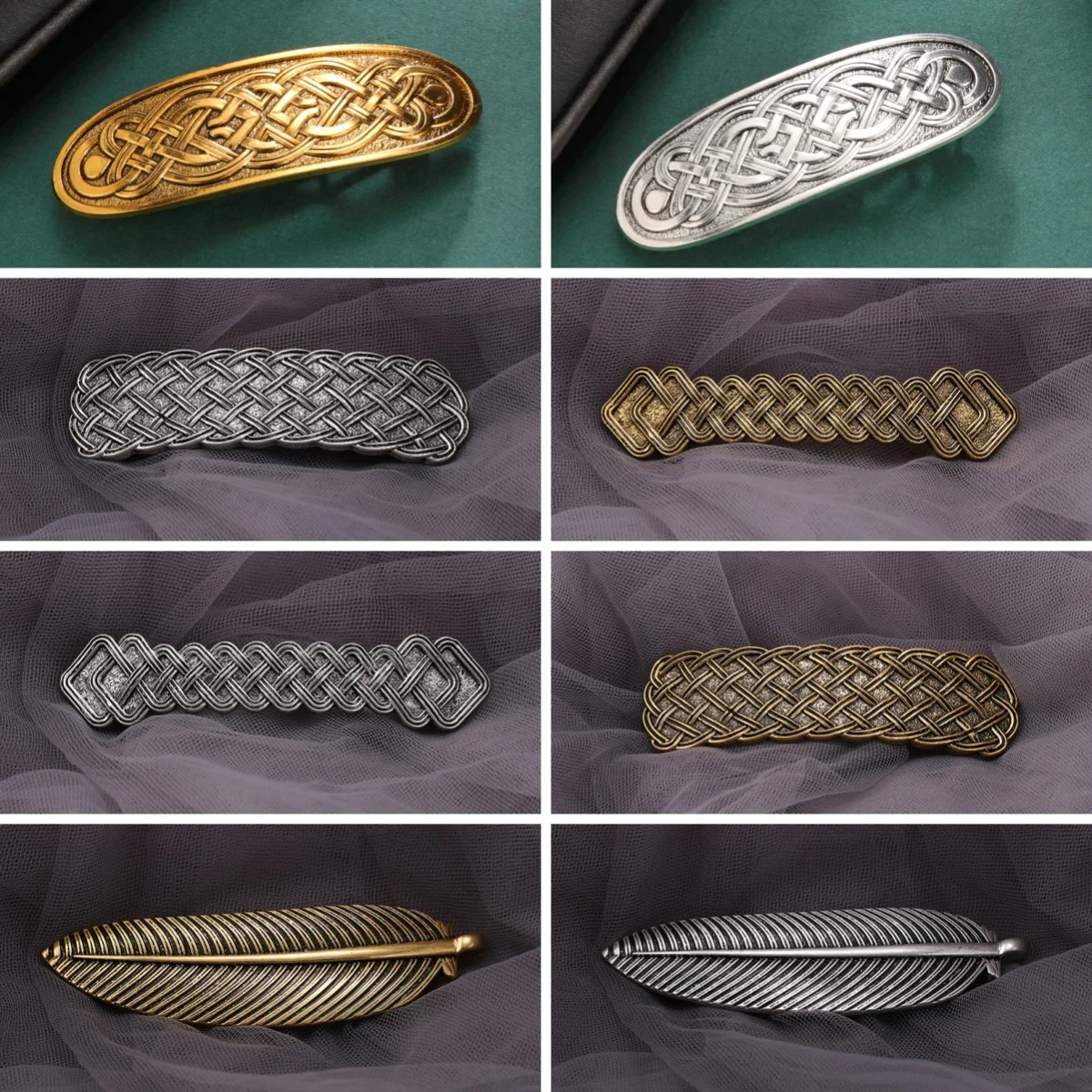 Kkjoy Mode Vintage Metall lange keltische Knoten Haarnadel Silber Farbe Blatt Haar Dekor langes Haar Design kreative Schmuck Geschenke neu – Detail 9
