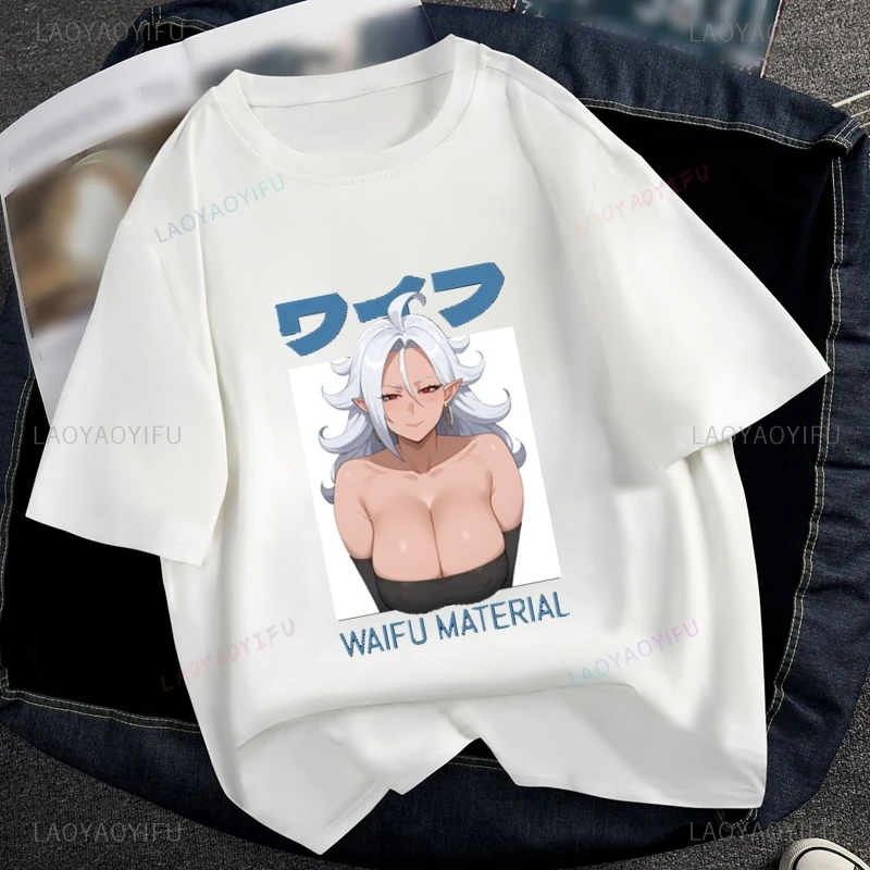 Japanese Binary Manga Pattern Tshirt,Cartoon Sexy Hentai WAIFU MATERIAL Classic Fashion Beauty Print Short-sleeved cotton Tshirt
