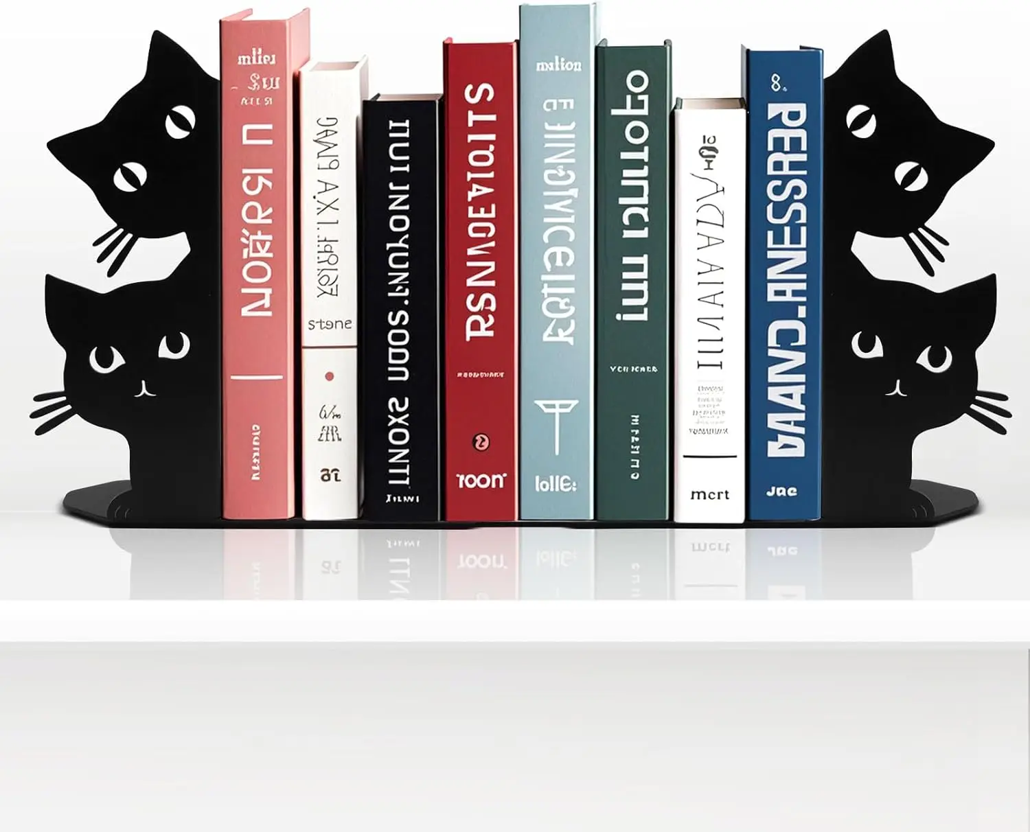 

Металлические подставки для книг в виде милых любопытных котиков для тяжелых книг, декор для офиса и дома, подарки для женщин (черные)