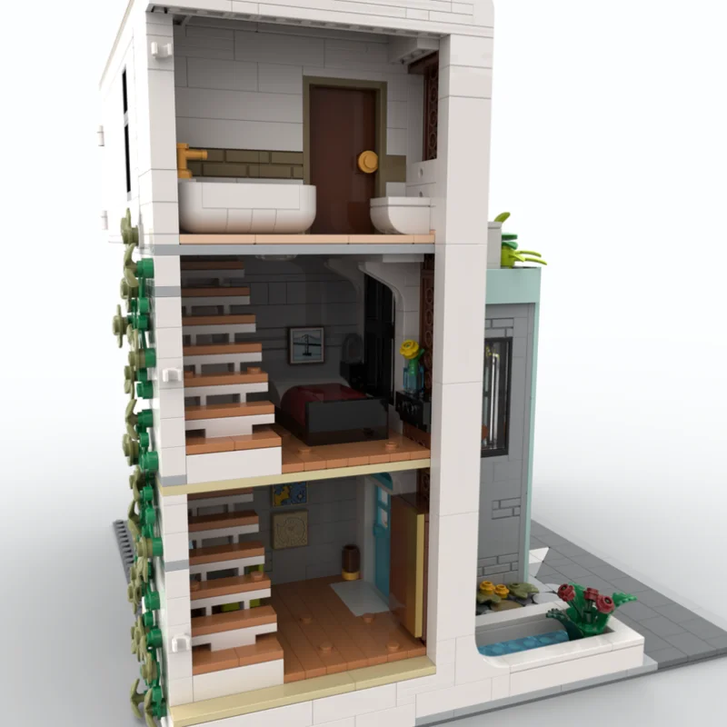 

MOC-239743 Строительный блок для скалолазания в тренажерном зале MOC Современный уличный пейзаж Серия квартир Dream Модульные строительные блоки 2161 шт. Игрушки Кирпичи