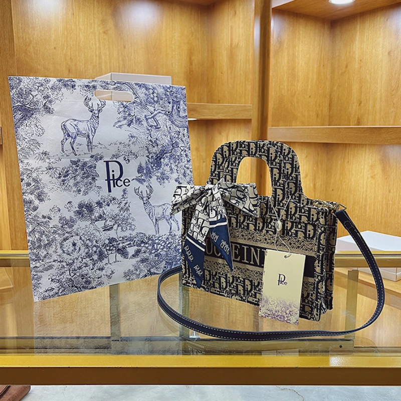 2 Size Women's Single Shoulder Bag Large Capacity Versatile Crossbody Handbags Underarm Bag Vintage Canvas Embroidered Tote Bags