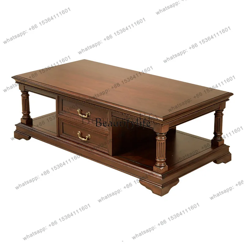 

56American all-solid wood rectangular tea table European living room tea table