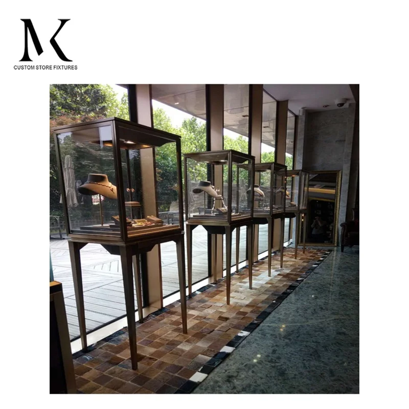 Custom. lishi jewelry display stand showcase jewelry store set Cabinet wall design glass led light counter modern luxury custom