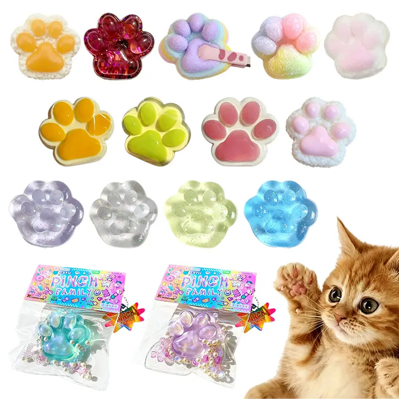 Cute Cat Paw Squishy Toys Soft Jelly Feel Decompressing Stress Relief Slow Rebound Squishy Toys Xmas Gifts for Adults Cat Claw