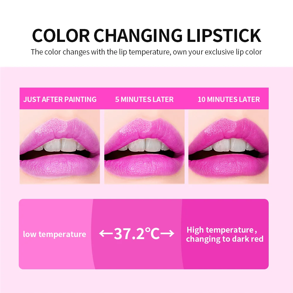 Magic Lipstick Temperature Color Changing Lip Stain Gloss Moisturizing Long Lasting Waterproof Lip Balm 6Colors Women Lipstick