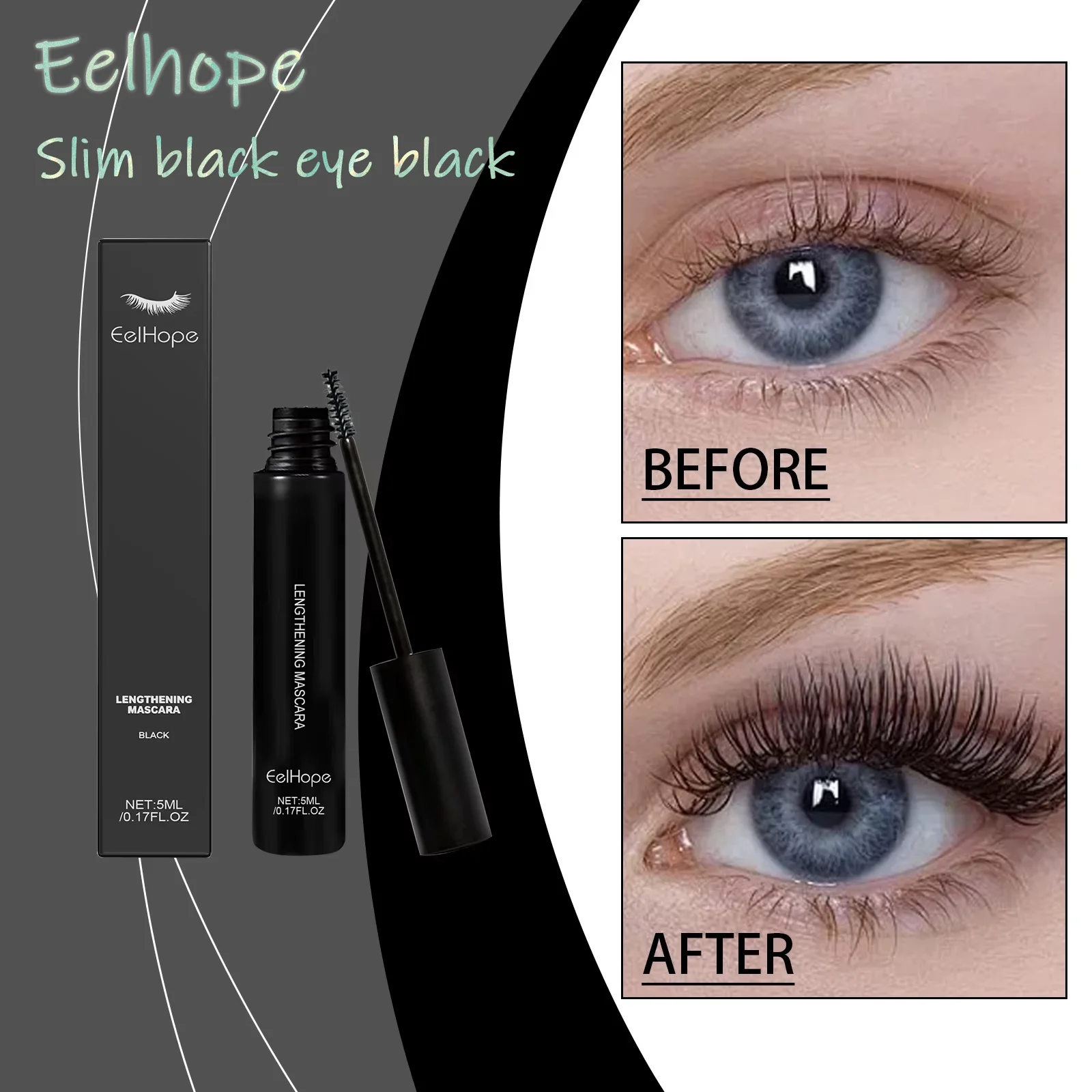 

Eelhope Slim Black Eyeliner Pen Natural Beauty Long-Lasting Non-Smudging Curling up Makeup for Eyes Women's Skincare Products