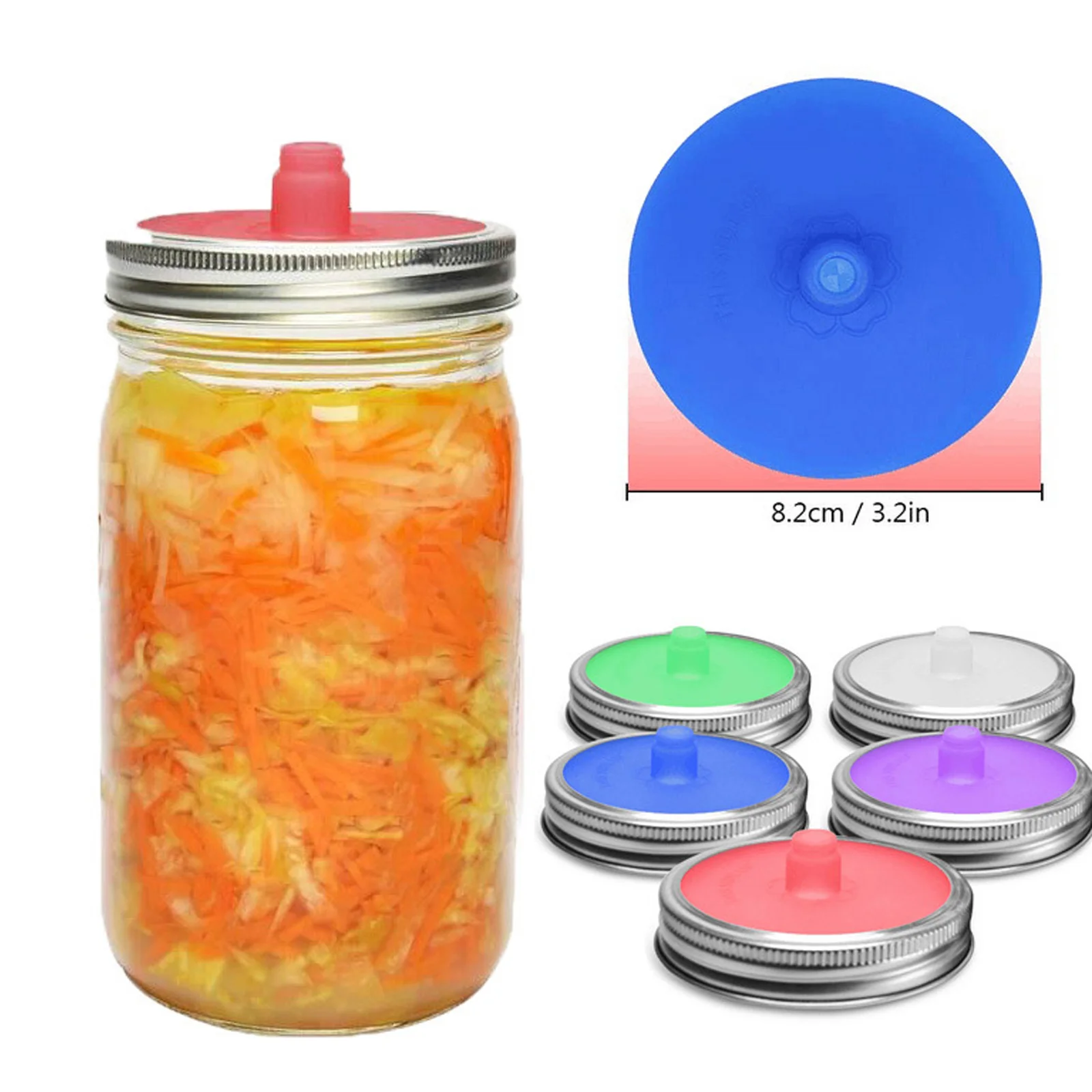 

Silicone Fermentation Lids, Waterless Airlock Fermented Mason Jar Lids, Silicone Airlock Lids, Pickles